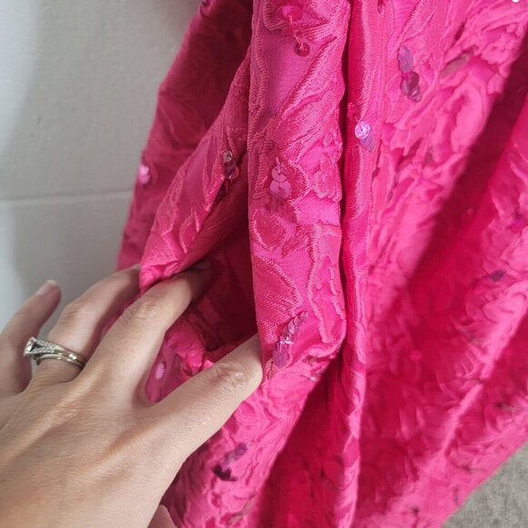 Sachin & Babi Ashley Brocade Midi Dress Pink Glitter Pockets Lined Prom Formal - Picture 8 of 16